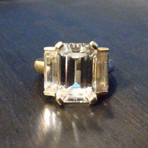 5ctw Emerald Cut White Sapphire Ring 14kt Solid Yellow Gold